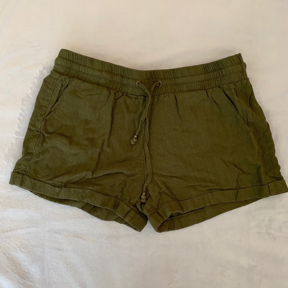Olive linen shorts